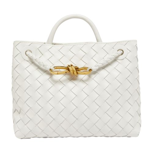 Bottega Veneta White Small Andiamo Bag In White_m_brass_white