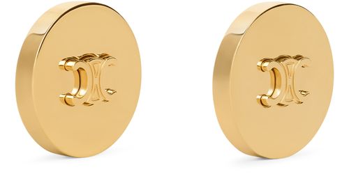 CELINE Triomphe signet earrings in brass with gold finish