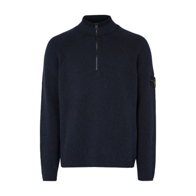 Compass patch half-zipped knitted jumper