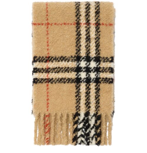 BURBERRY Check Alpaca Wool Blend Bouclé Scarf
