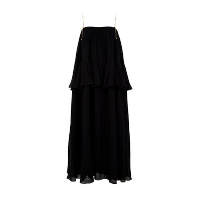 Chloé Long Sleeveless Dress In Silk Georgette In Black