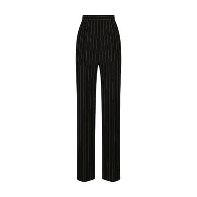 Dolce & Gabbana Flared Pinstripe Wool Pants In Multicolor