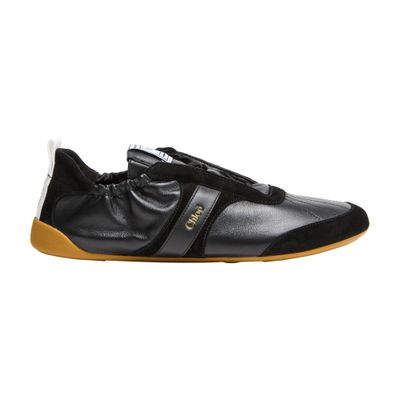Chloé Sneakers Contrast Sole Elasticated Panels Pull Tab In Black