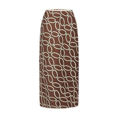 Shop Valentino Printed Maxi Dress In Chestnut Cream Avorio