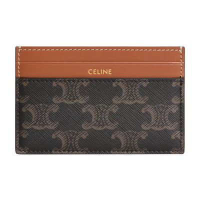【CELINE】CARD HOLDER WITH FLAP IN TRIOMPHE CANVAS CARD HOLDER WITH FLAP TRIOMPHE IN Triomphe Canvas - TAN | CELINE