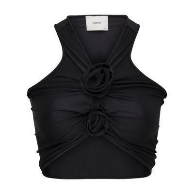 Coperni Flower-motif Stretch-jersey Top In Black
