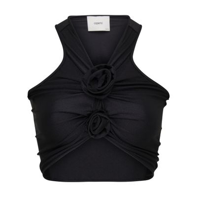 Shop Coperni Flower Crop Top In Black