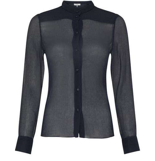 CHLOE シルククレポン製 ノーカラー フィットブラウス