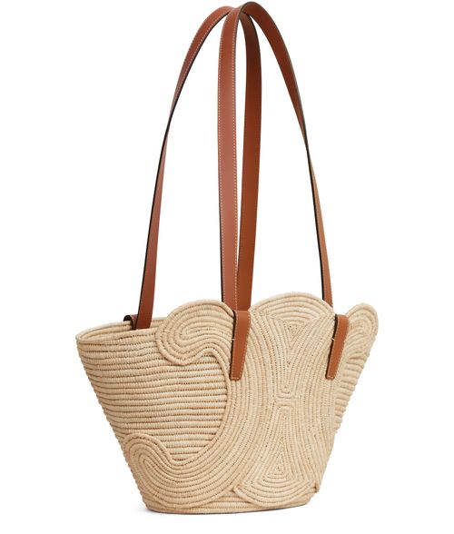 CELINE Celine classic panier petit modèle Triomphe en tresse raphia et veau