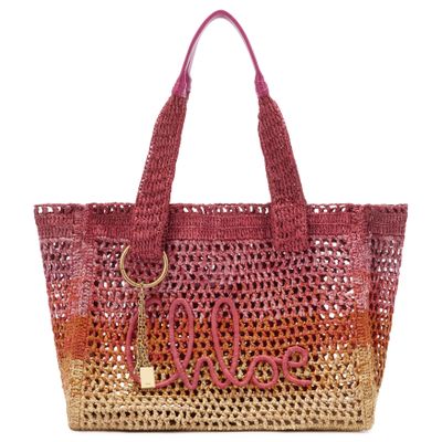 Chloé Womens Multicolor Orange Summer Banana East-west Raffia Tote Bag In Multi
