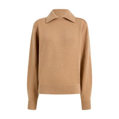 Khaite Jackson Sweater With Polo Shirt-style Collar In Beige