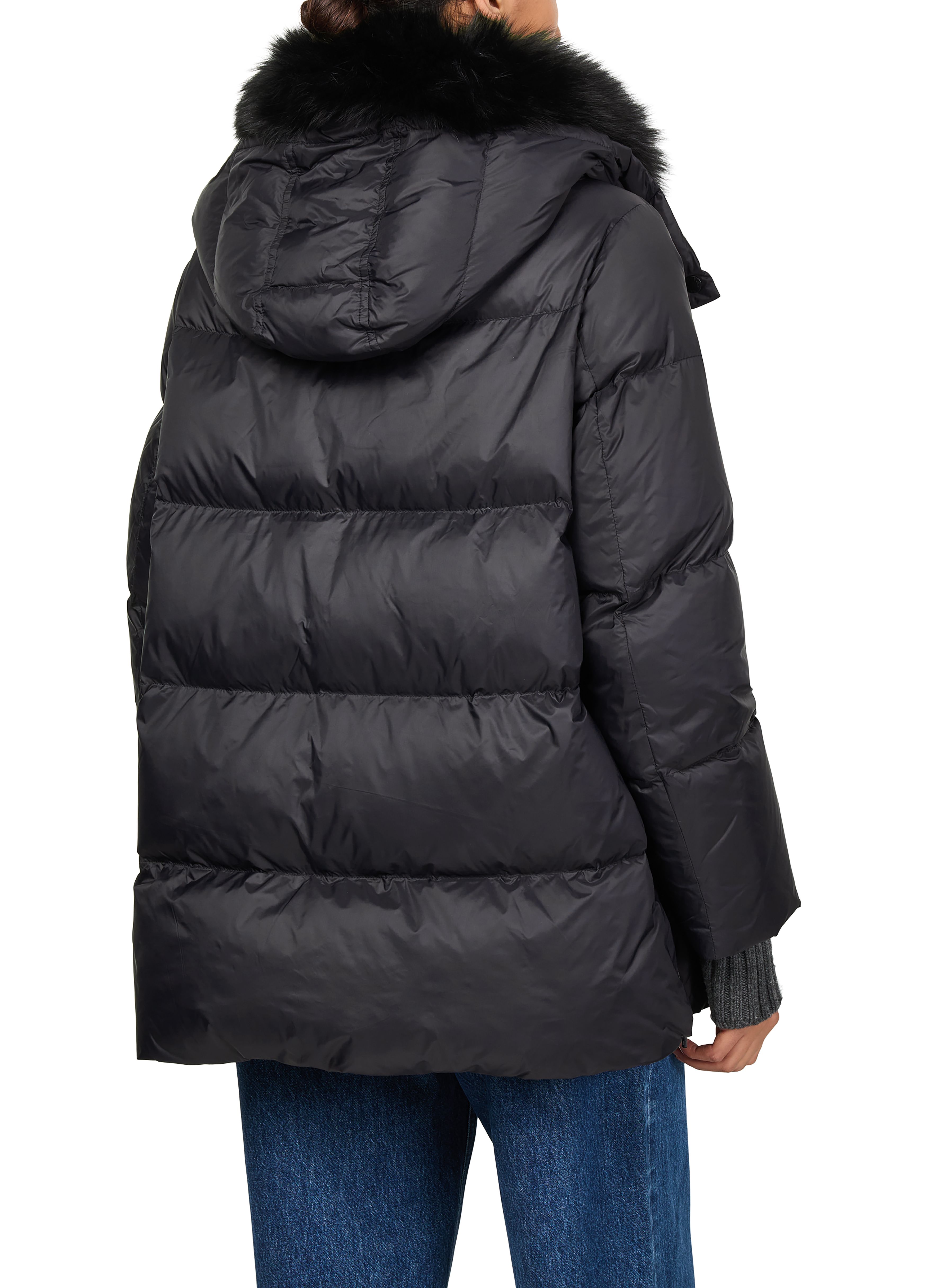 Hooded puffer jacket with a fox fur collar thumbnail 5