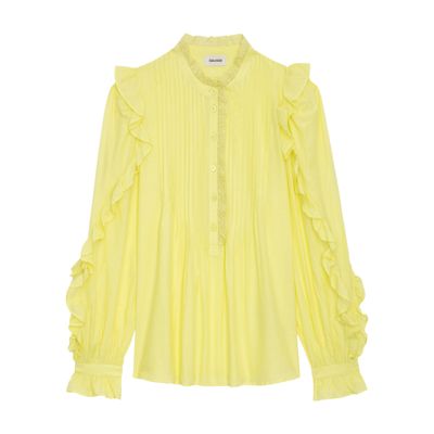 Zadig & Voltaire Timmy Tomboy Ruffle-detail Blouse In Yellow