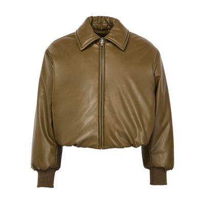 Acne Studios Faux Leather Zipped Bomber Jacket In Green