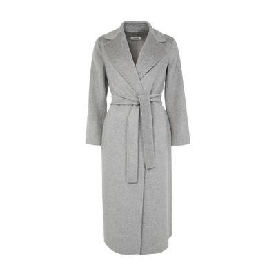 S Max Mara Paola Belted Coat In Silver