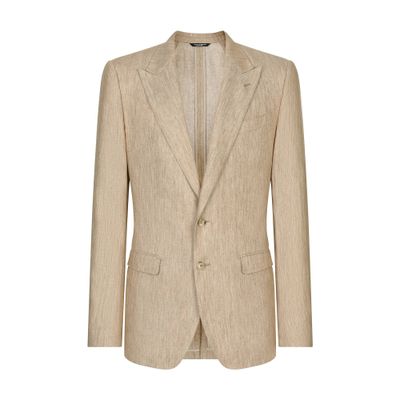 Dolce & Gabbana Single-breasted Linen Blazer In Multicolor