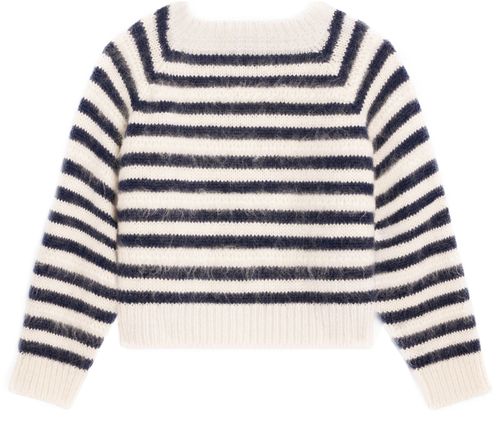 CELINE Pull col rond marinière en mohair et soie