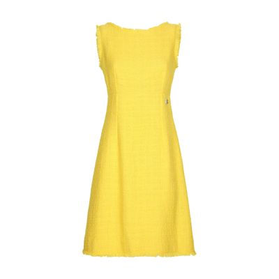 Shop Dolce & Gabbana Raschel Tweed Calf-length Dress In Yellow