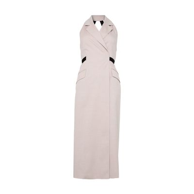 Max Mara Cime Stretch Cotton And Wool-blend Halterneck Maxi Dress In Pink