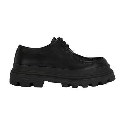 Dolce & Gabbana Men's Black Brushed Calfskin Derby Shoes Size 40