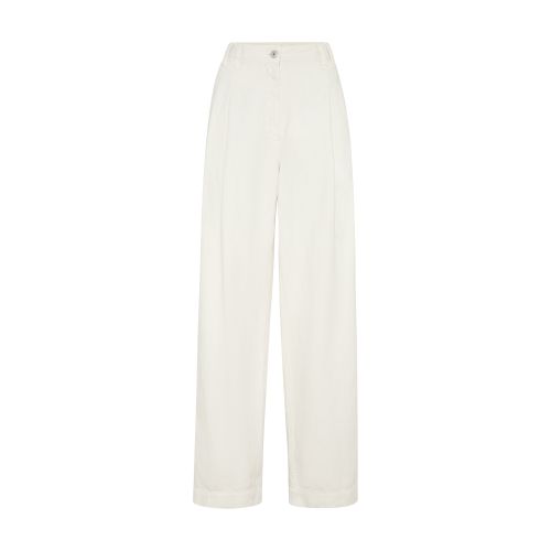 Shop Brunello Cucinelli Cotton And Linen Trousers In Chalk