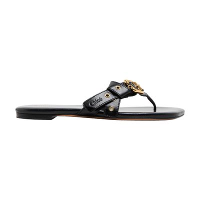 Chloé Mae Knotted-strap Leather Flat Sandals In Black