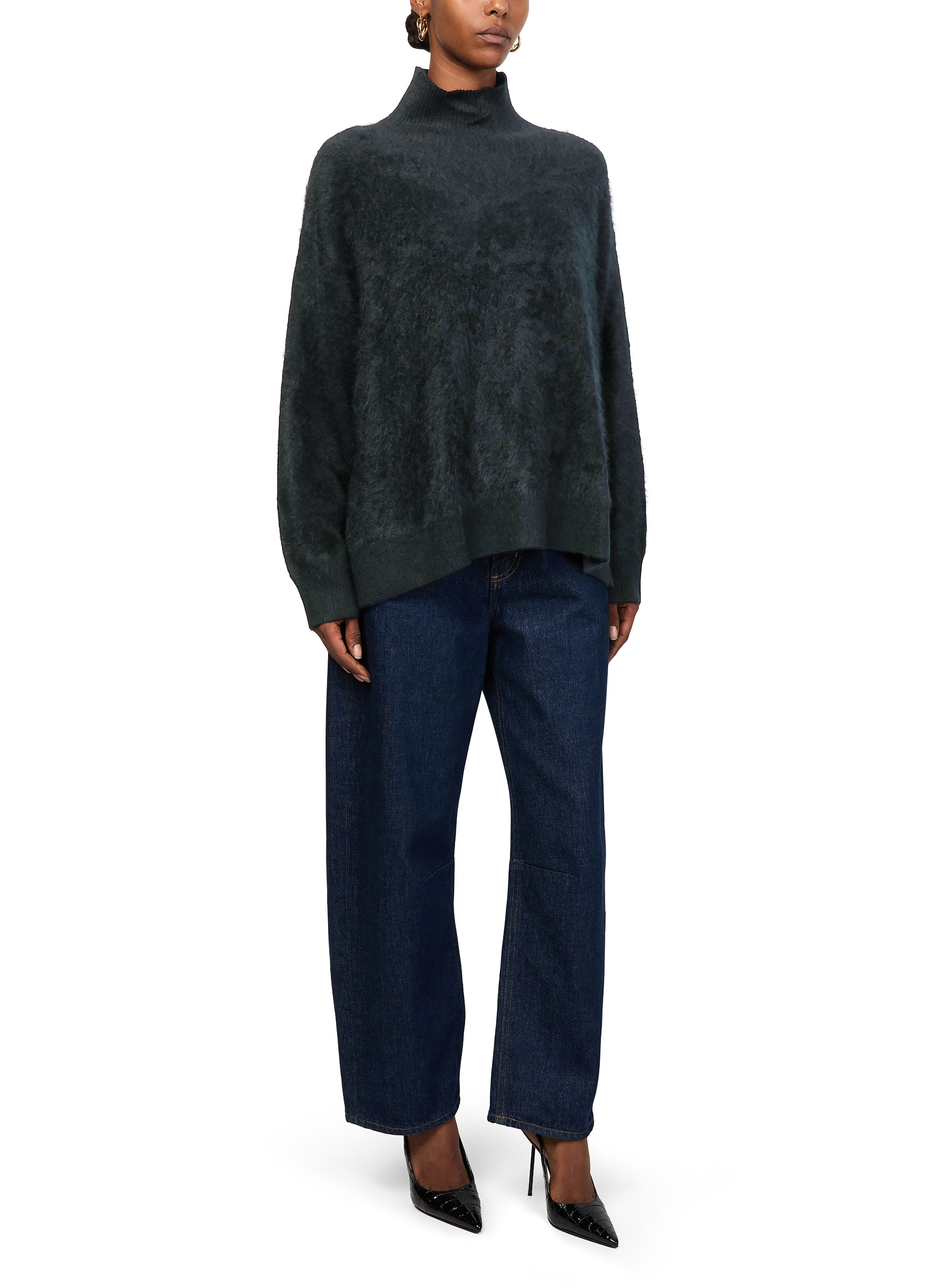 Oversized high-neck brushed cashmere sweater thumbnail 5