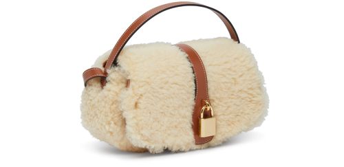 CELINE Pochette à bandoulière en shearling et veau