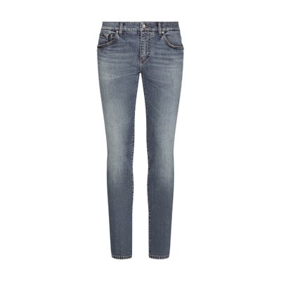 Dolce & Gabbana Light Blue Skinny Stretch Jeans With Whiskering