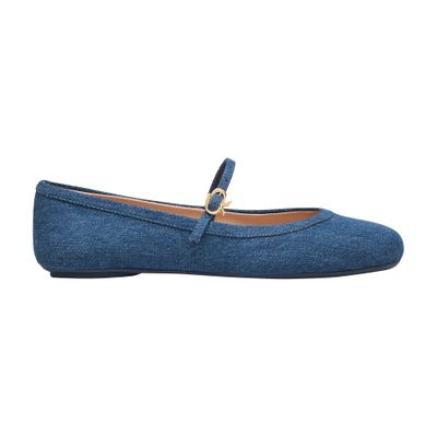 Gianvito Rossi Carla Flat Ballerinas In Blue Denim In Brown