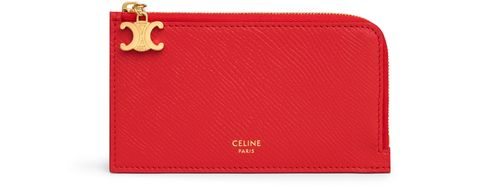CELINE Long zipped card holder in grained calfskin