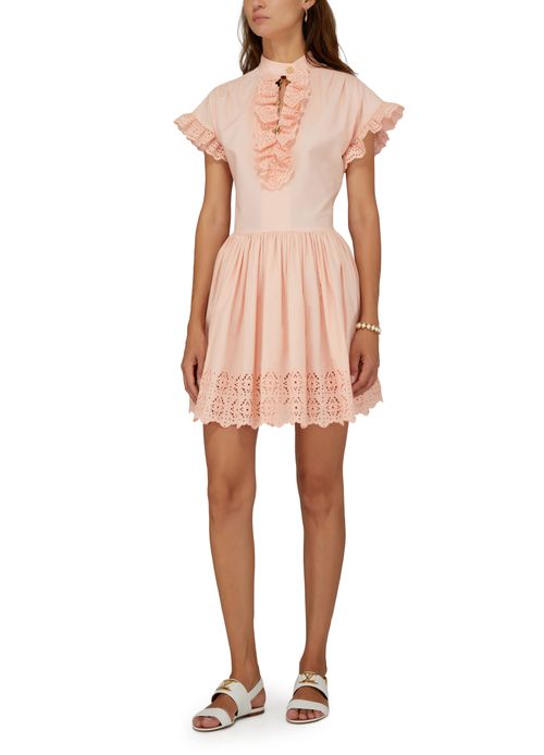 LOUIS VUITTON Broderie Anglaise Babydoll Mini Dress