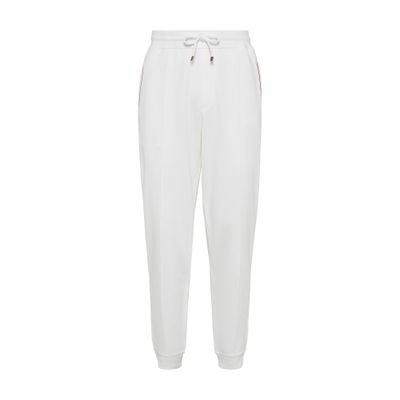 Brunello Cucinelli Drawstring-waist Tapered Track Trousers In White