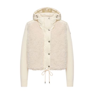 Moncler Hooded Cardigan In Neutral