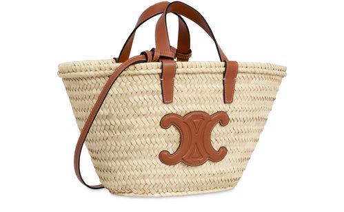 CELINE Celine classic panier petit modele feuilles de palmier et veau