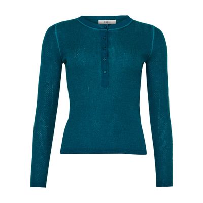 Chloé Buttoned Round Neck Sweater In Blue