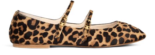 CELINE Celine ballerinas double strap in leopard printed hairy calfskin