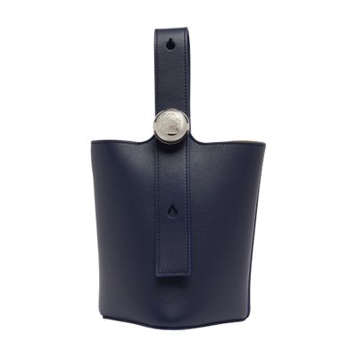 Loewe Mini Leather Pebble Bucket Bag In Blue