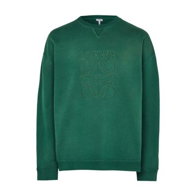 Loewe Logo-embroidered Cotton-jersey Sweatshirt In Green