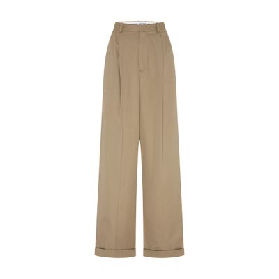 Loewe Pleated Trousers In Cotton And Silk In Green