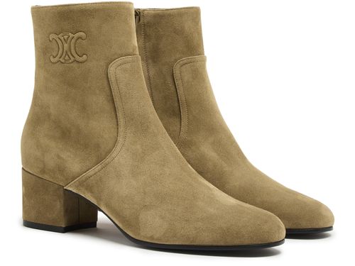 CELINE Les Bottes Celine Triomphe zipped boots in suede calfskin