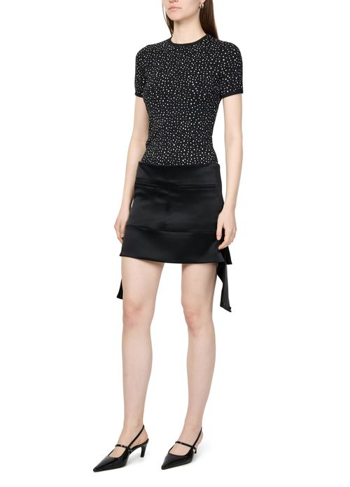 COURREGES Mini-jupe en satin avec ceinture inversée