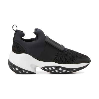 Roger Vivier Viv Run Mesh And Leather Sneakers In Nero