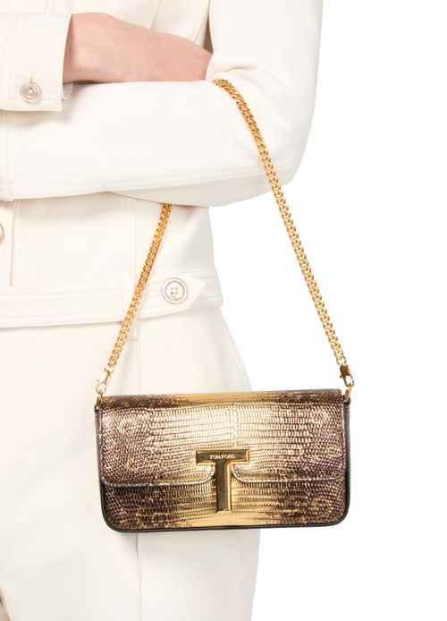 TOM FORD Two tones laminated printed tejus mini bag