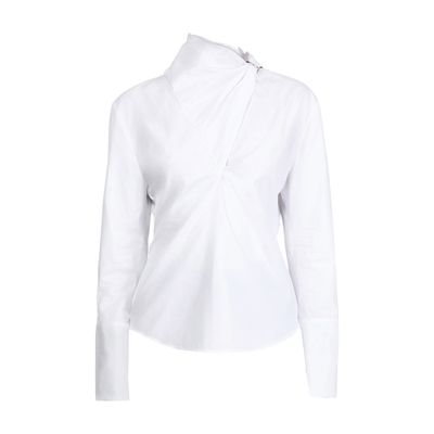 Courrèges Knotted Poplin Blouse In White