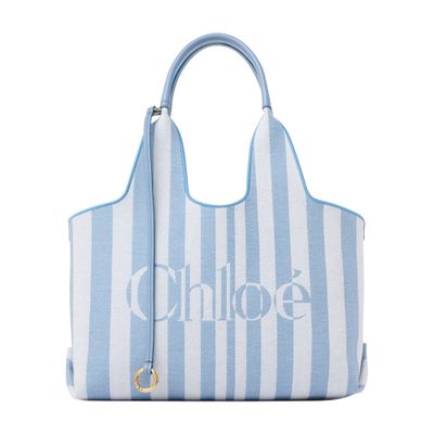Chloé Stripy Shoulder Bag In Blue