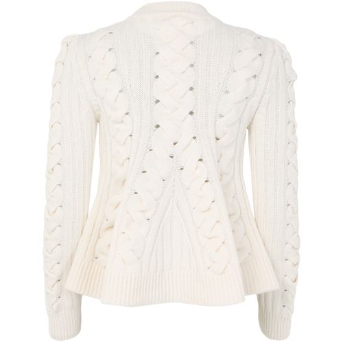 MCQUEEN Pull à maille torsadée péplum
