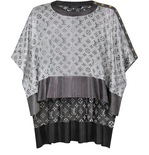 LOUIS VUITTON Shiny monogram asymmetrical cape