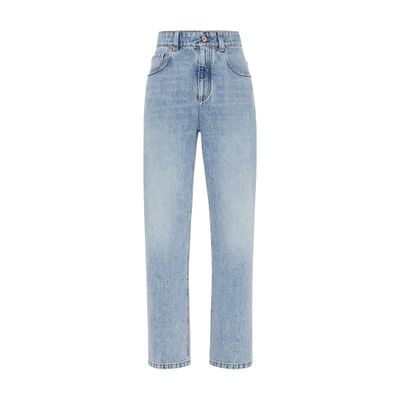 Brunello Cucinelli Light Blue Cotton Denim Jeans In Blue