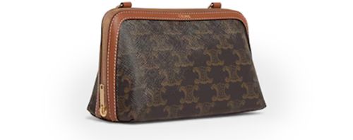 CELINE Clutch with chain in Triomphe canvas and lambskin